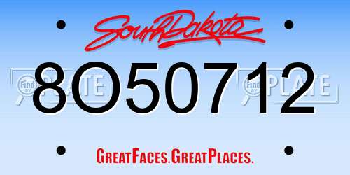 8O50712 South Dakota License Plate