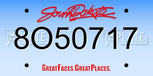 8O50717 South Dakota License Plate