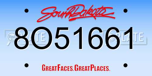 8O51661 South Dakota License Plate