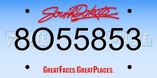 8O55853 South Dakota License Plate