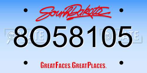 8O58105 South Dakota License Plate