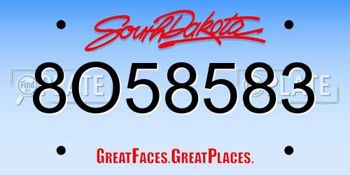 8O58583 South Dakota License Plate