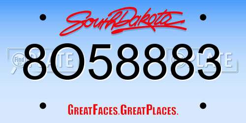 8O58883 South Dakota License Plate