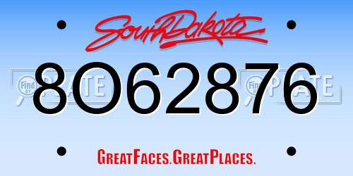 8O62876 South Dakota License Plate