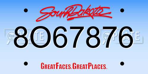 8O67876 South Dakota License Plate