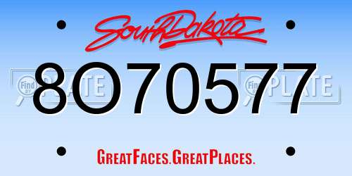 8O70577 South Dakota License Plate