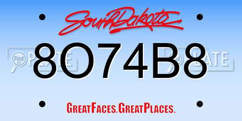 8O74B8 South Dakota License Plate