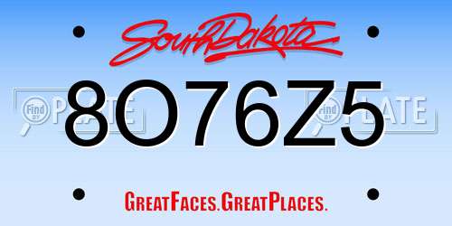 8O76Z5 South Dakota License Plate