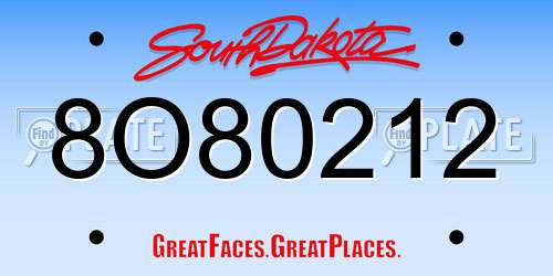 8O80212 South Dakota License Plate