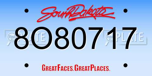 8O80717 South Dakota License Plate