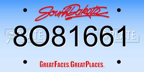 8O81661 South Dakota License Plate