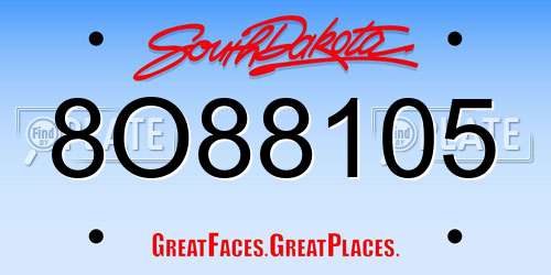 8O88105 South Dakota License Plate