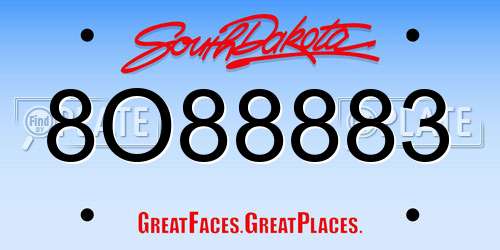 8O88883 South Dakota License Plate