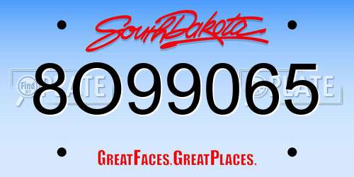 8O99065 South Dakota License Plate
