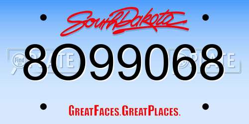 8O99068 South Dakota License Plate