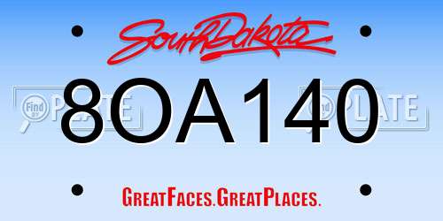 8OA140 South Dakota License Plate