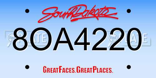 8OA4220 South Dakota License Plate