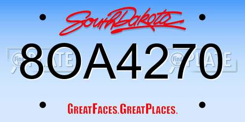 8OA4270 South Dakota License Plate