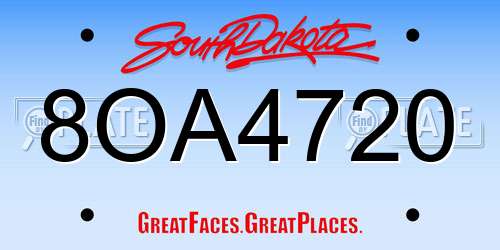 8OA4720 South Dakota License Plate