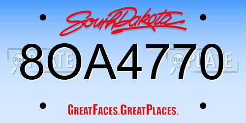 8OA4770 South Dakota License Plate