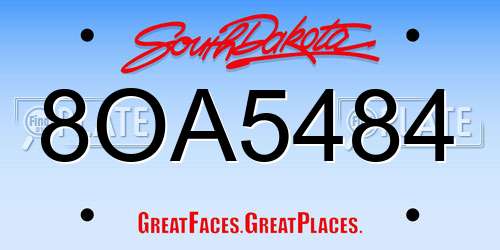 8OA5484 South Dakota License Plate