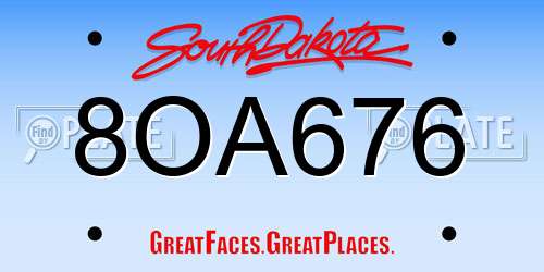 8OA676 South Dakota License Plate