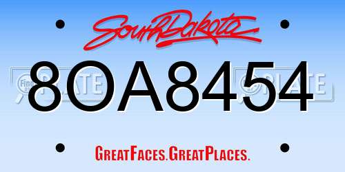 8OA8454 South Dakota License Plate