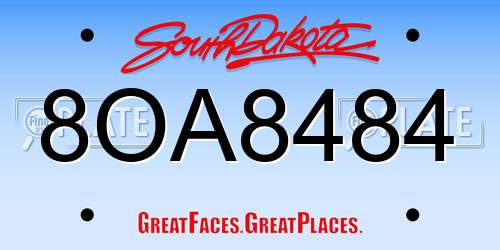 8OA8484 South Dakota License Plate