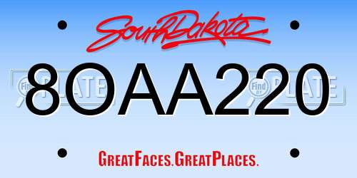 8OAA220 South Dakota License Plate