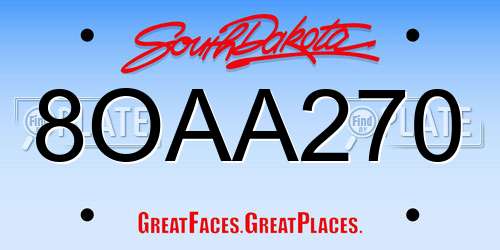 8OAA270 South Dakota License Plate