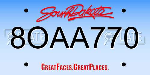 8OAA770 South Dakota License Plate