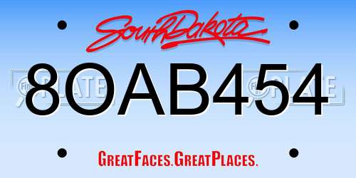 8OAB454 South Dakota License Plate