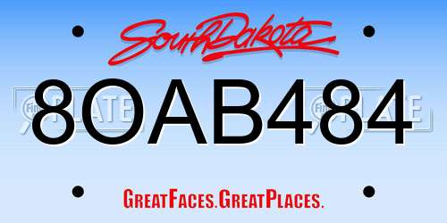 8OAB484 South Dakota License Plate