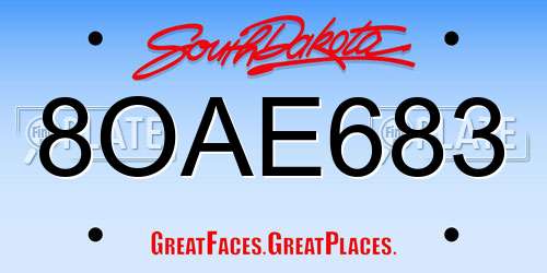 8OAE683 South Dakota License Plate