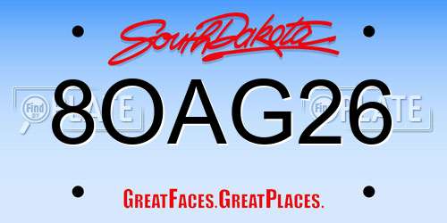 8OAG26 South Dakota License Plate