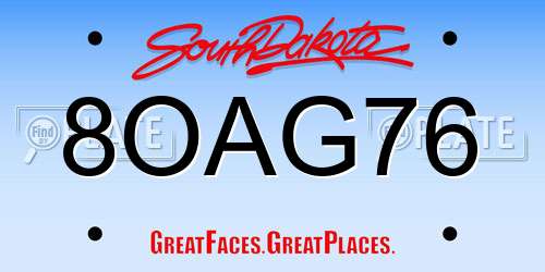 8OAG76 South Dakota License Plate