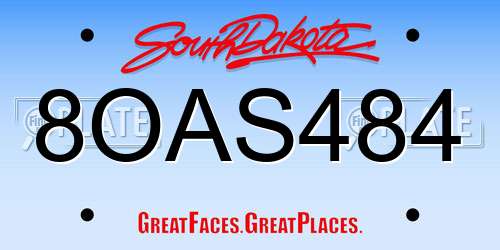 8OAS484 South Dakota License Plate