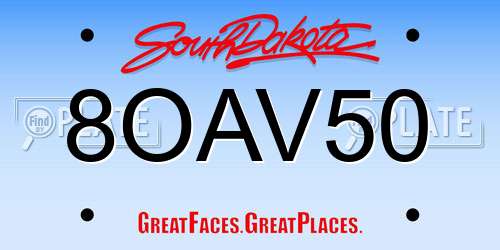 8OAV50 South Dakota License Plate