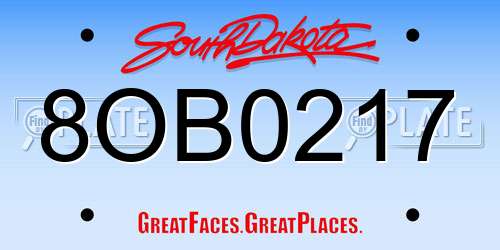8OB0217 South Dakota License Plate