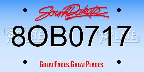 8OB0717 South Dakota License Plate