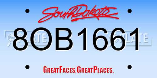 8OB1661 South Dakota License Plate