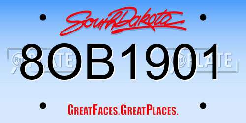 8OB1901 South Dakota License Plate