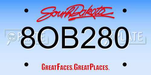 8OB280 South Dakota License Plate