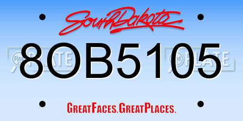 8OB5105 South Dakota License Plate