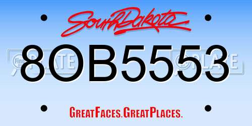 8OB5553 South Dakota License Plate
