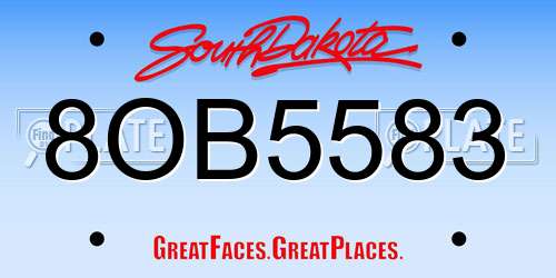 8OB5583 South Dakota License Plate