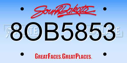 8OB5853 South Dakota License Plate