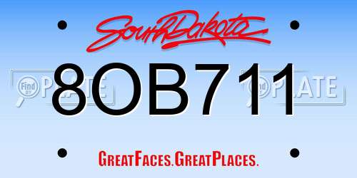 8OB711 South Dakota License Plate