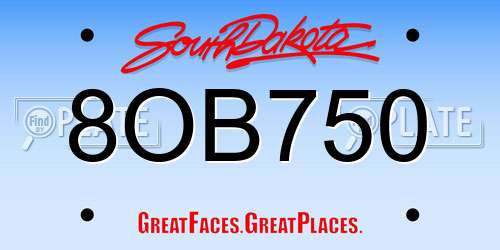 8OB750 South Dakota License Plate