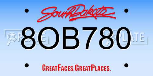 8OB780 South Dakota License Plate